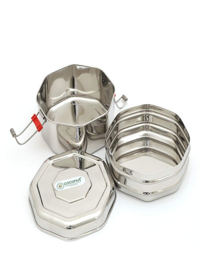 Coconut Stainless Steel Food Carrier Expo Double Lunch Box/Tiffen Box Medium - 1 Unit - Image 2